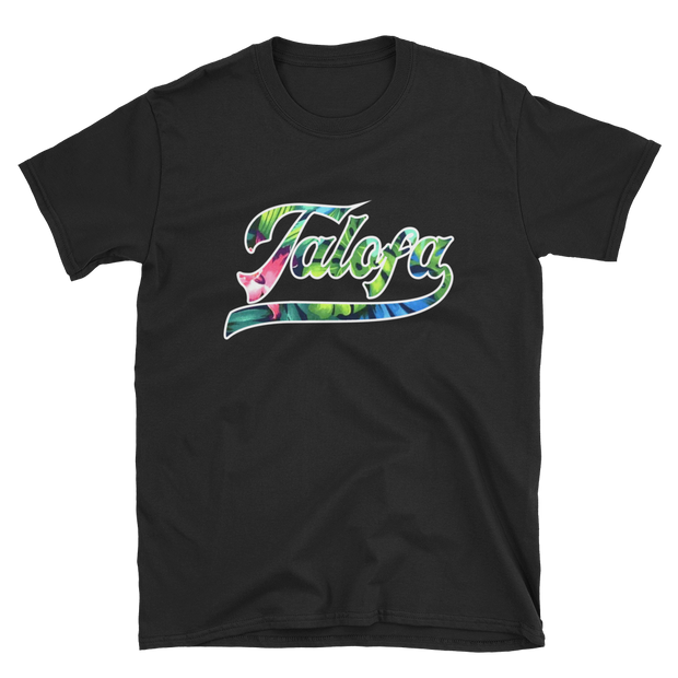 Talofa Script ~ Floral with White Border *ADULT SHORT SLEEVE*