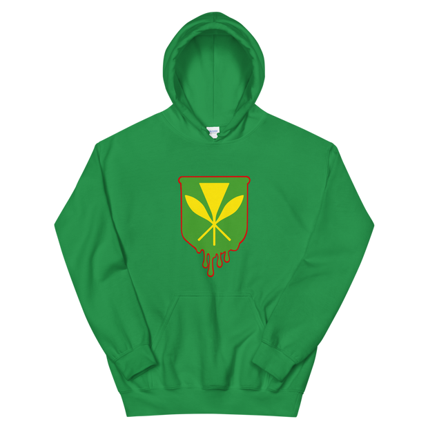 Kanaka Maoli Crest - Green with Red Border *ADULT HOODIE*