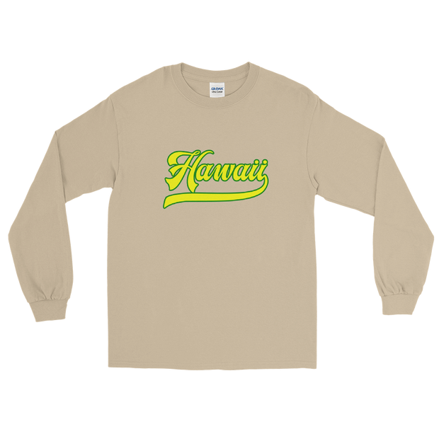 Hawaii Script ~ Yellow with Green Border *ADULT LONG SLEEVE*