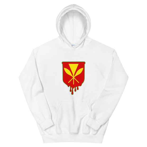 Kanaka Maoli Crest - Red with Green Border *ADULT HOODIE*