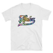 Aloha Script ~ Floral with Black Border *ADULT SHORT SLEEVE*