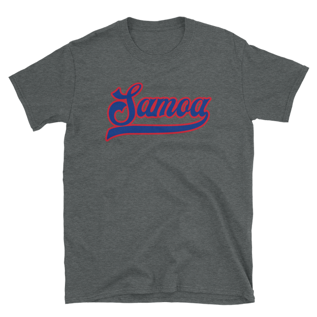 Samoa Script ~ Blue with Red Border *ADULT SHORT SLEEVE*