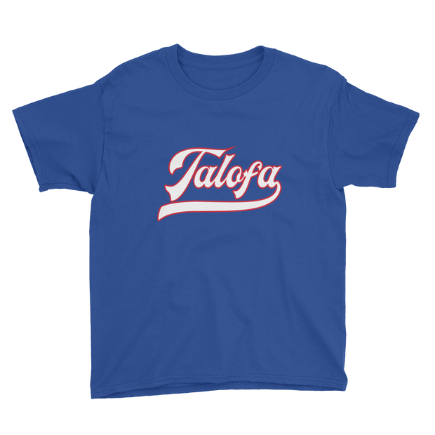 Talofa Script ~ White with Red Border *KIDS SHORT SLEEVE*