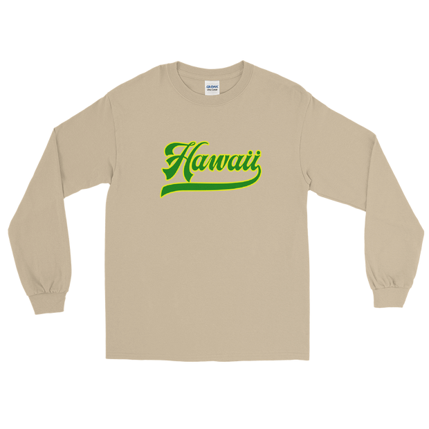 Hawaii Script ~ Green with Yellow Border *ADULT LONG SLEEVE*