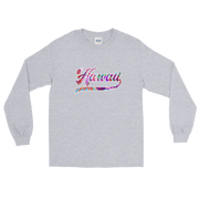 Hawaii Script ~ Floral with White Border *ADULT LONG SLEEVE*