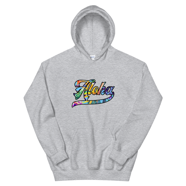 Aloha Script ~ Floral with Black Border *ADULT HOODIE*