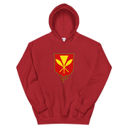 Kanaka Maoli Crest - Red with Green Border *ADULT HOODIE*