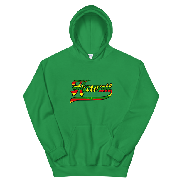 Hawaii Script ~ Flag with Black Border *ADULT HOODIE*