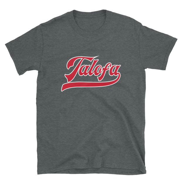 Talofa Script ~ Red with White Border *ADULT SHORT SLEEVE*