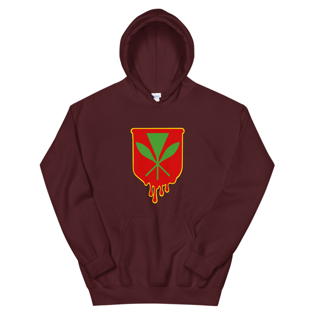 Kanaka Maoli Crest - Red with Yellow Border *ADULT HOODIE*