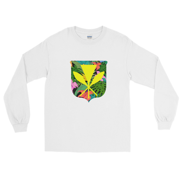 Kanaka Maoli Coat of Arms with Floral Shield *ADULT LONG SLEEVE*