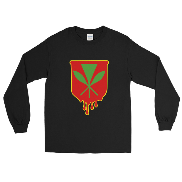 Kanaka Maoli Crest - Red with Yellow Border *ADULT LONG SLEEVE*