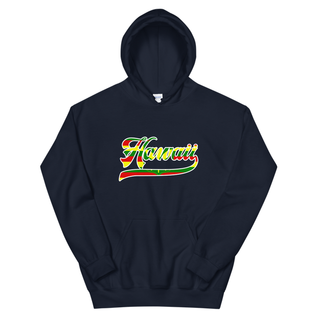 Hawaii Script ~ Flag with White Border *ADULT HOODIE*