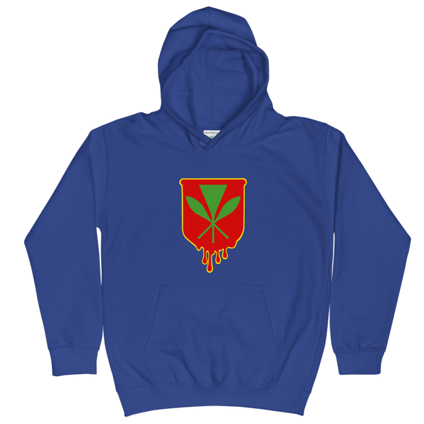 Kanaka Maoli Crest - Red with Yellow Border *KIDS HOODIE*