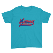 Samoa Script ~ Blue with Red Border *KIDS SHORT SLEEVE*