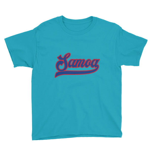 Samoa Script ~ Blue with Red Border *KIDS SHORT SLEEVE*