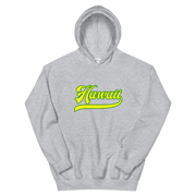 Hawaii Script ~ Yellow with Green Border *ADULT HOODIE*