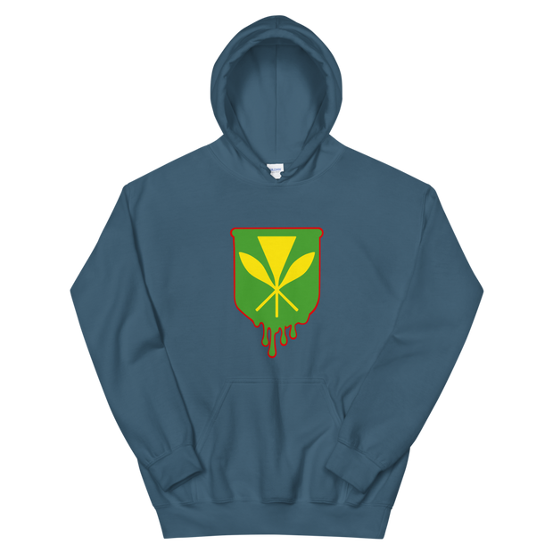 Kanaka Maoli Crest - Green with Red Border *ADULT HOODIE*