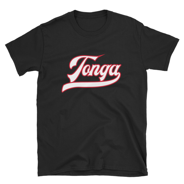 Tonga Script ~ White with Red Border *ADULT SHORT SLEEVE*