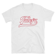 Talofa Script ~ White with Red Border *ADULT SHORT SLEEVE*