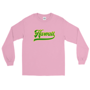 Hawaii Script ~ Green with Yellow Border *ADULT LONG SLEEVE*