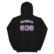 Hawaii 808 - Floral Jersey with White Border (front/back) *ADULT HOODIE*