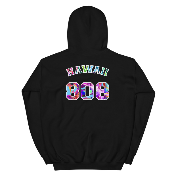 Hawaii 808 - Floral Jersey with White Border (front/back) *ADULT HOODIE*