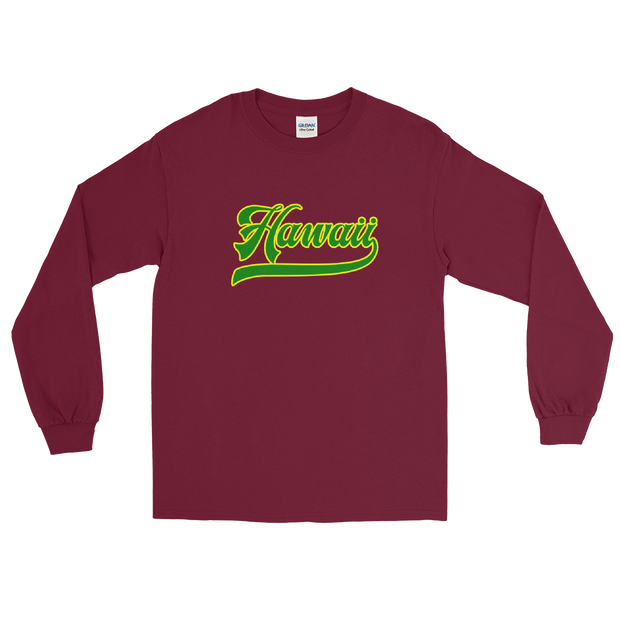 Hawaii Script ~ Green with Yellow Border *ADULT LONG SLEEVE*