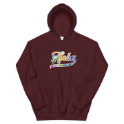 Aloha Script ~ Floral with White Border *ADULT HOODIE*