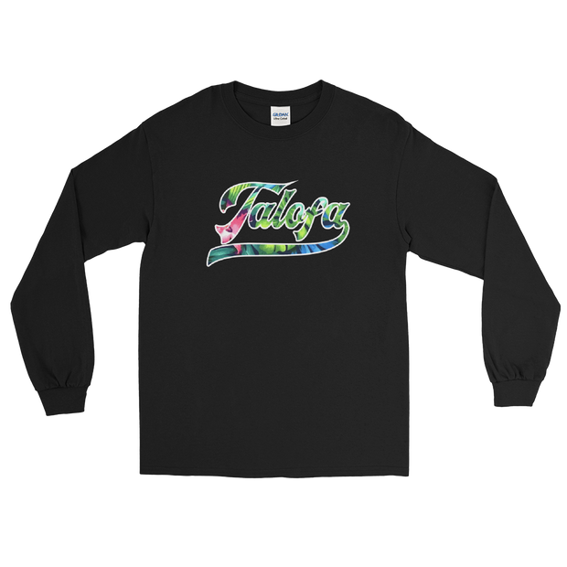 Talofa Script ~ Floral with White Border *ADULT LONG SLEEVE*