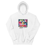 POLY HAIR, Don't Care - Black Border *ADULT HOODIE*