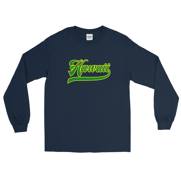 Hawaii Script ~ Green with Yellow Border *ADULT LONG SLEEVE*