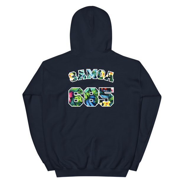 Samoa 685 - Floral Jersey with White Border (front/back) *ADULT HOODIE*