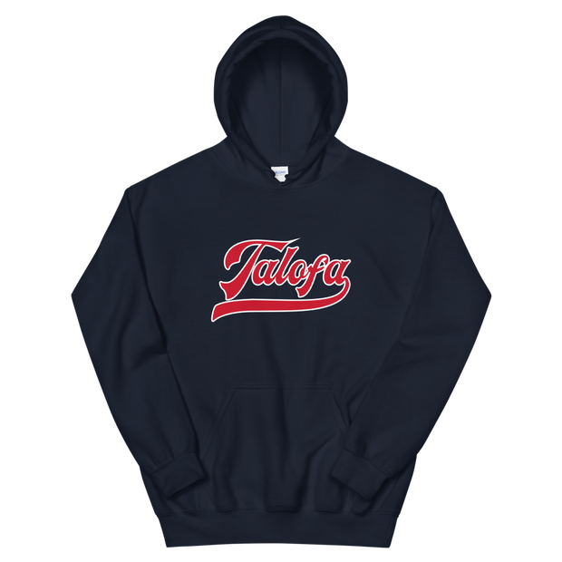 Talofa Script ~ Red with White Border *ADULT HOODIE*