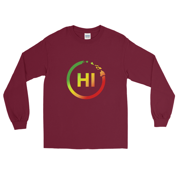 Hawaiian Islands Rings - HI - Kanaka Maoli color fade *ADULT LONG SLEEVE*