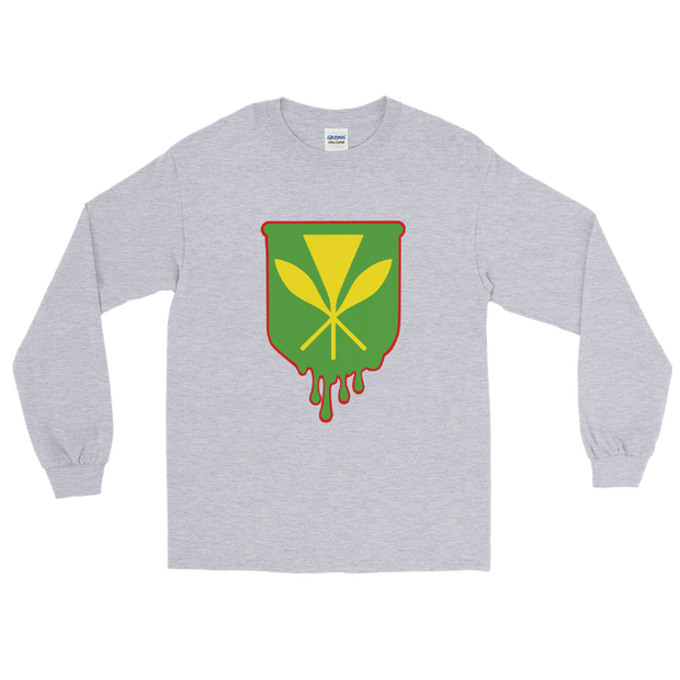 Kanaka Maoli Crest - Green with Red Border *ADULT LONG SLEEVE*