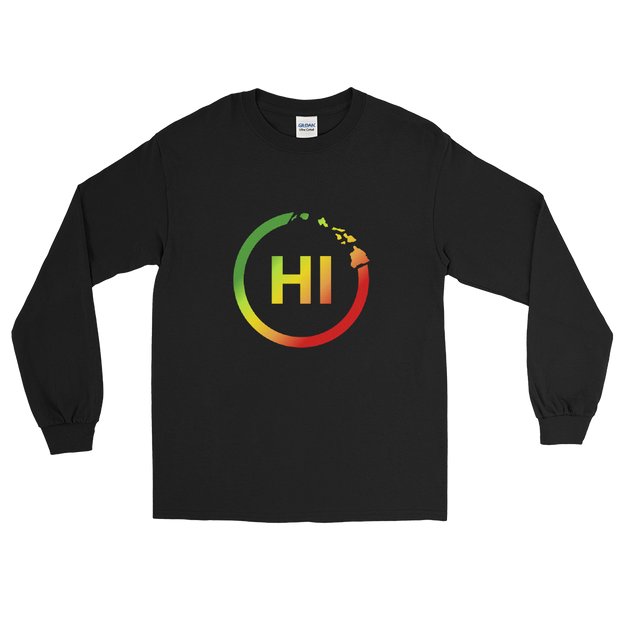 Hawaiian Islands Rings - HI - Kanaka Maoli color fade *ADULT LONG SLEEVE*