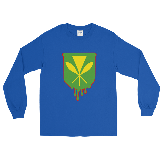 Kanaka Maoli Crest - Green with Red Border *ADULT LONG SLEEVE*