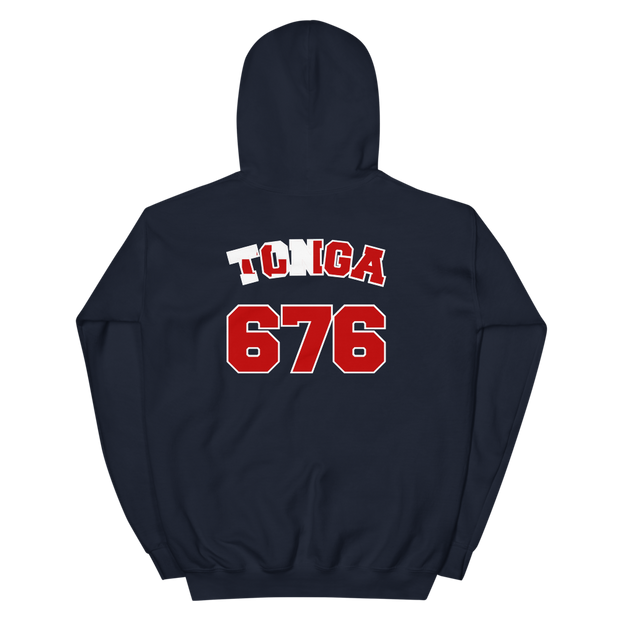 Tonga 676 - Flag with White Border (front/back) *ADULT HOODIE*