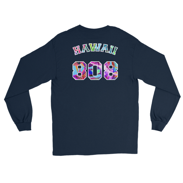 Hawaii 808 - Floral Jersey with White Border (front/back) *ADULT LONG SLEEVE*