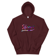 Hawaii Script ~ Floral with Black Border *ADULT HOODIE*