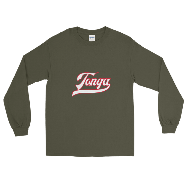 Tonga Script ~ White with Red Border *ADULT LONG SLEEVE*