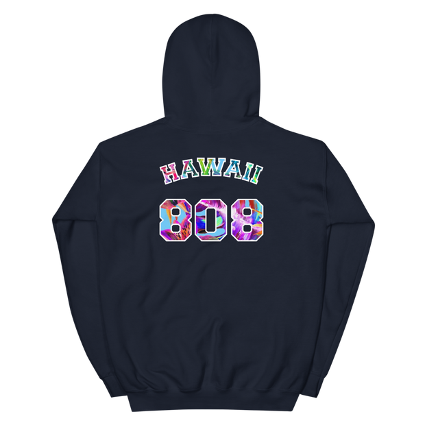 Hawaii 808 - Floral Jersey with White Border (front/back) *ADULT HOODIE*