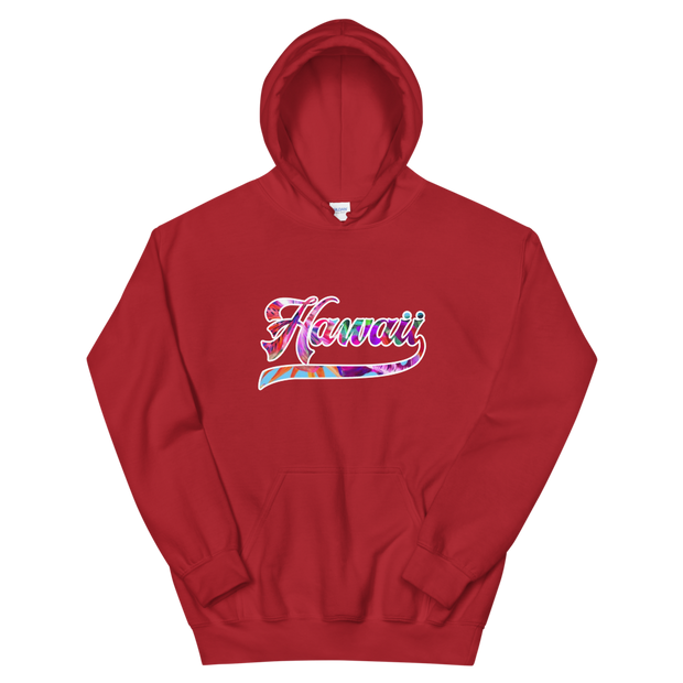 Hawaii Script ~ Floral with White Border *ADULT HOODIE*