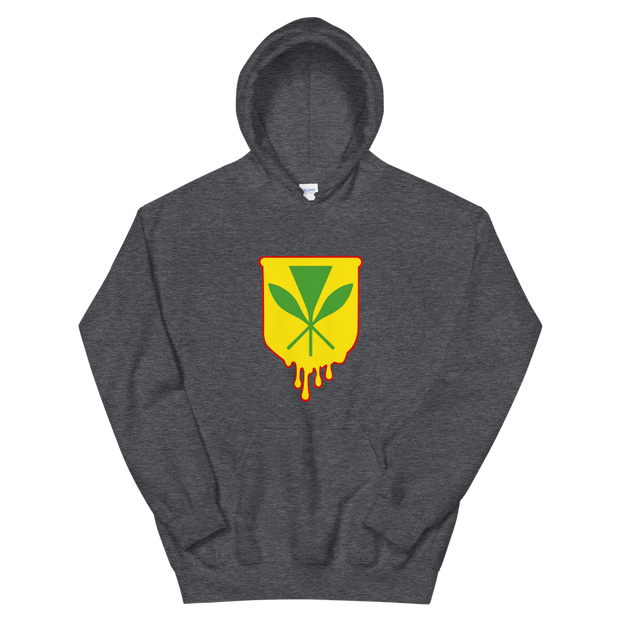 Kanaka Maoli Crest - Yellow with Red Border *ADULT HOODIE*