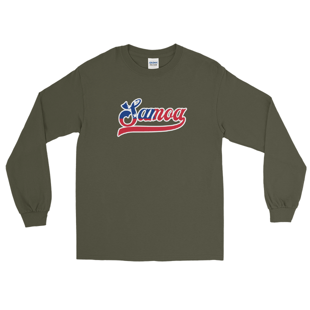 Samoa Script ~ Flag with White Border *ADULT LONG SLEEVE*