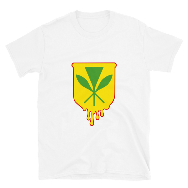 Kanaka Maoli Crest - Yellow with Red Border *ADULT SHORT SLEEVE*