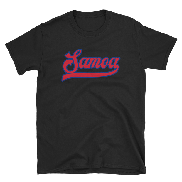 Samoa Script ~ Red with Blue Border *ADULT SHORT SLEEVE*