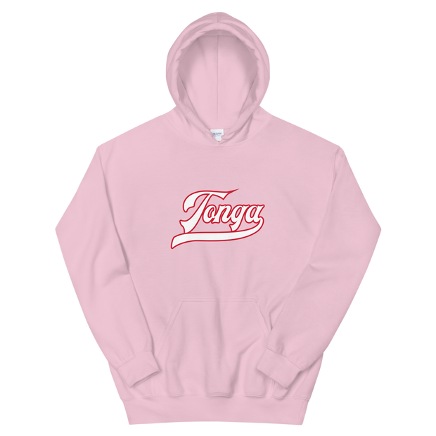 Tonga Script ~ White with Red Border *ADULT HOODIE*