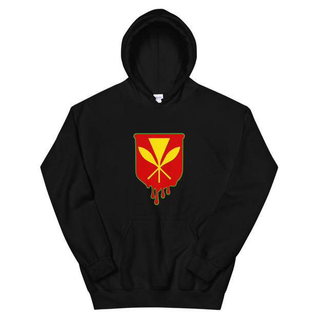 Kanaka Maoli Crest - Red with Green Border *ADULT HOODIE*